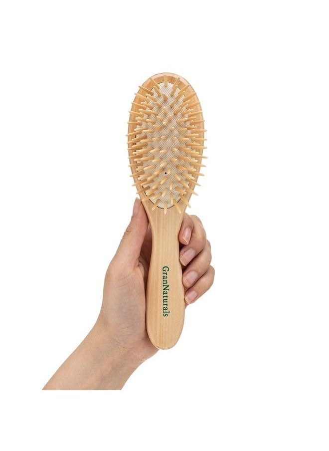 GranNaturals - Wooden Brush with Wooden Bristles -Oval Wood Curly Hair Brush for Detangling and Styling for Womens Hair - Image 1