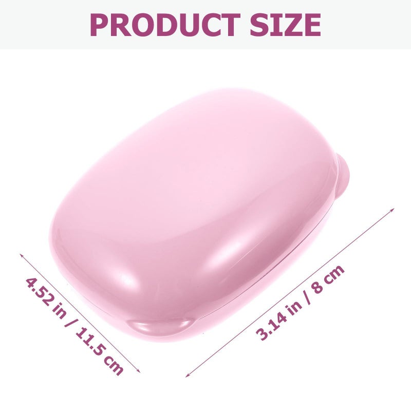 Waterproof Soap Dish With Lid 2Pcs Portable Pink Square Soap Holder For Bathroom Travel - Image 3
