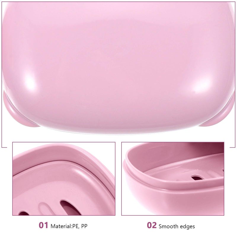 Waterproof Soap Dish With Lid 2Pcs Portable Pink Square Soap Holder For Bathroom Travel - Image 4