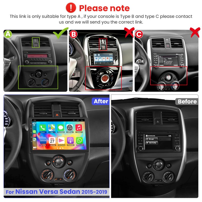electrosmart Car Radio for Nissan Versa Sedan Radio 2015-2019 Android 13 Car Stereo 10.1" 1080P Split Touchscreen Wireless Carplay Android Auto Bluetooth GPS Navigation FM with Free Rear View Camera,4G+64G - Image 2