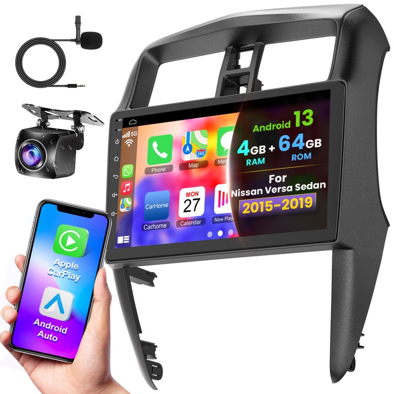 electrosmart Car Radio for Nissan Versa Sedan Radio 2015-2019 Android 13 Car Stereo 10.1" 1080P Split Touchscreen Wireless Carplay Android Auto Bluetooth GPS Navigation FM with Free Rear View Camera,4G+64G - Image 1
