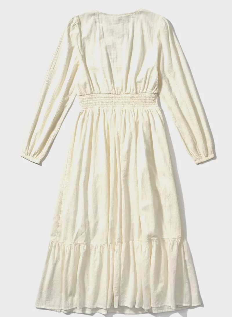 Aerie V-Neck Ruffled Dress