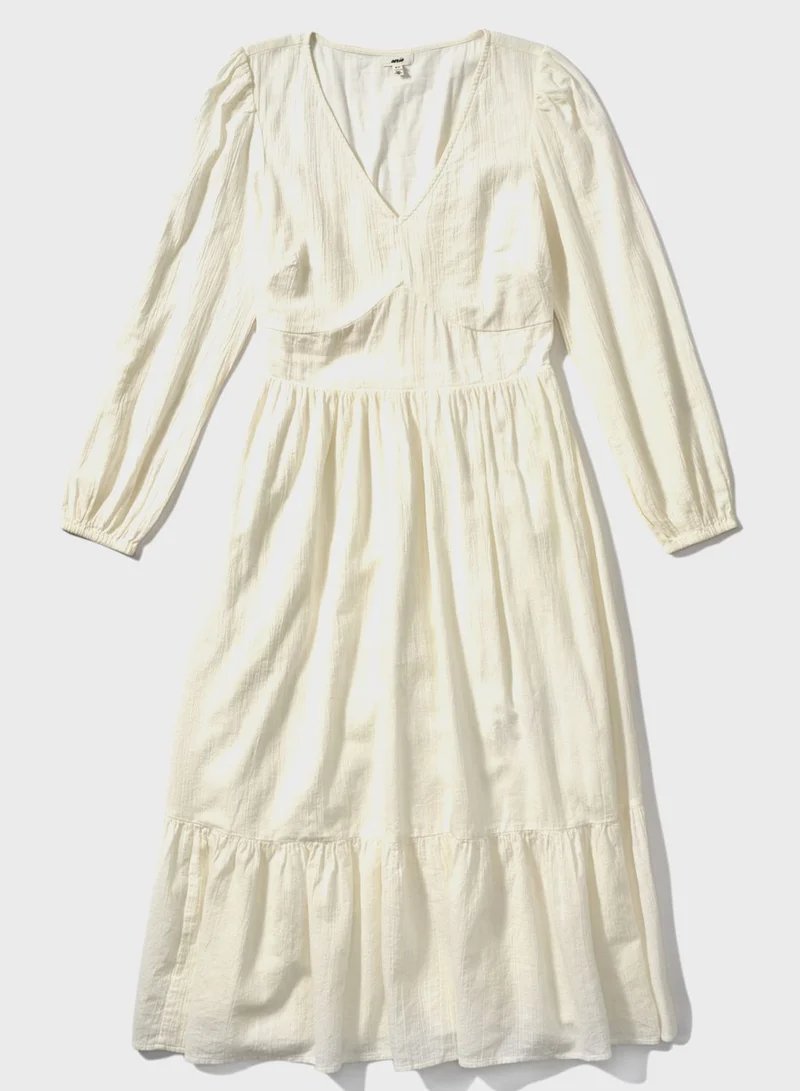 Aerie V-Neck Ruffled Dress