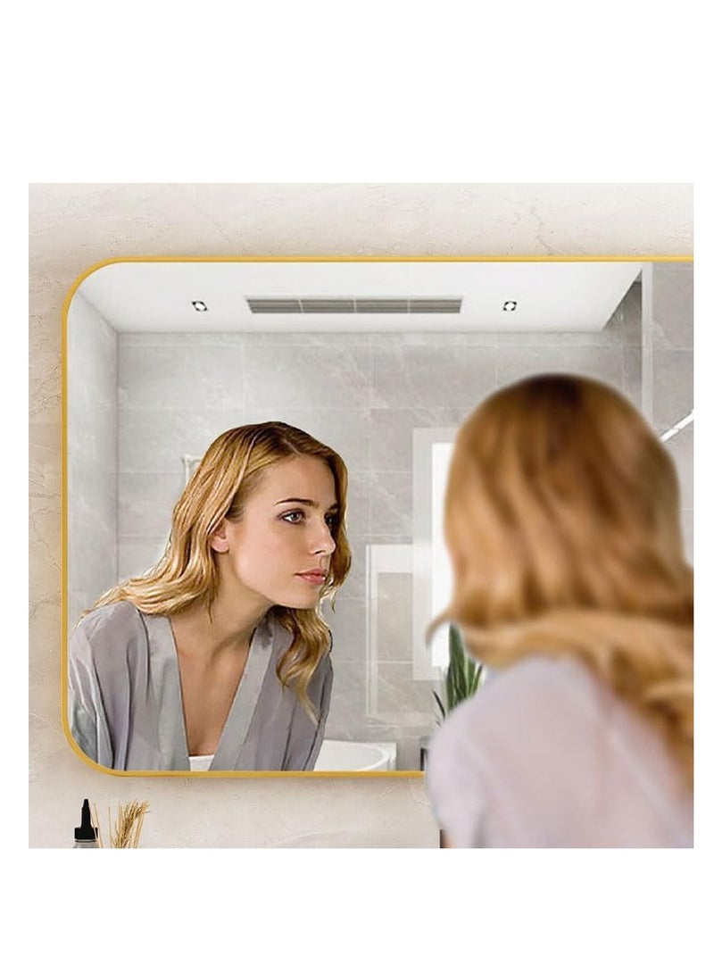 Bathroom mirror,Bathroom Wall Mounted Mirror,Self Adhesive Glass Mirror,Make Up Mirror Sticker for Home Living Room Bedroom,brushed gold bathroom vanity mirror wall-mounted(60*90cm)  - Image 5