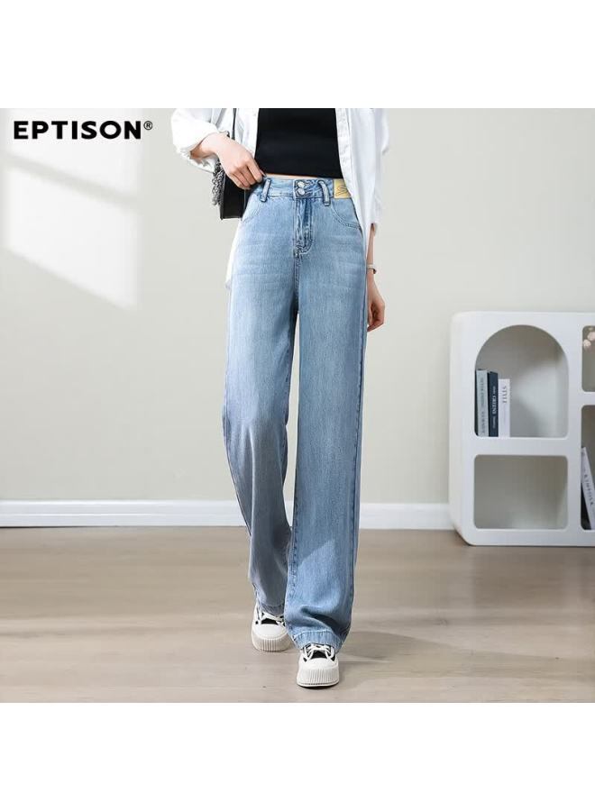 EPTISON Yipintiancheng Tencel Jeans For Women, Summer Thin Straight Loose Wide-leg Pants, Casual Versatile Trousers For Wome - Image 1