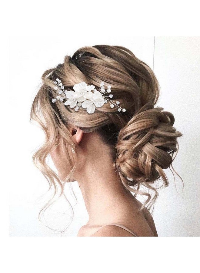 JONKY Flower Wedding Hair Clip Silver Hair Clips Bridal Crystal Hair Barrettes Floral Headpiece Bride Floral Hair Accessories For Women And Girls - Image 5
