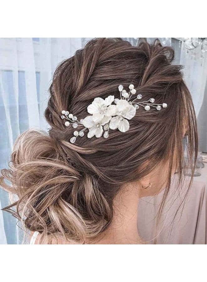 JONKY Flower Wedding Hair Clip Silver Hair Clips Bridal Crystal Hair Barrettes Floral Headpiece Bride Floral Hair Accessories For Women And Girls - Image 3