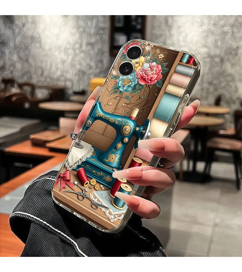 Mixed Color 1 Floral Sewing Machine Print TPU Phone Case For iPhone 13 Pro Max Transparent Shockproof Anti Fall Soft Protective Cover - Image 5
