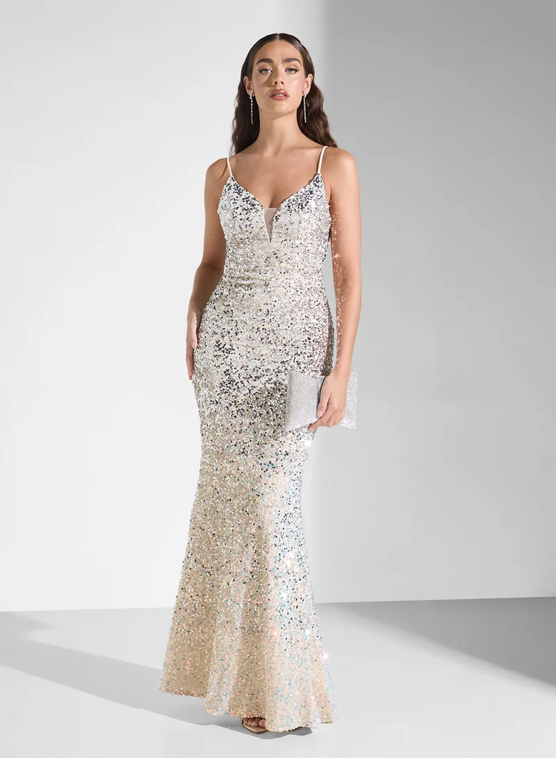 Ginger Boutique Sequin Embellished Gown Dress
