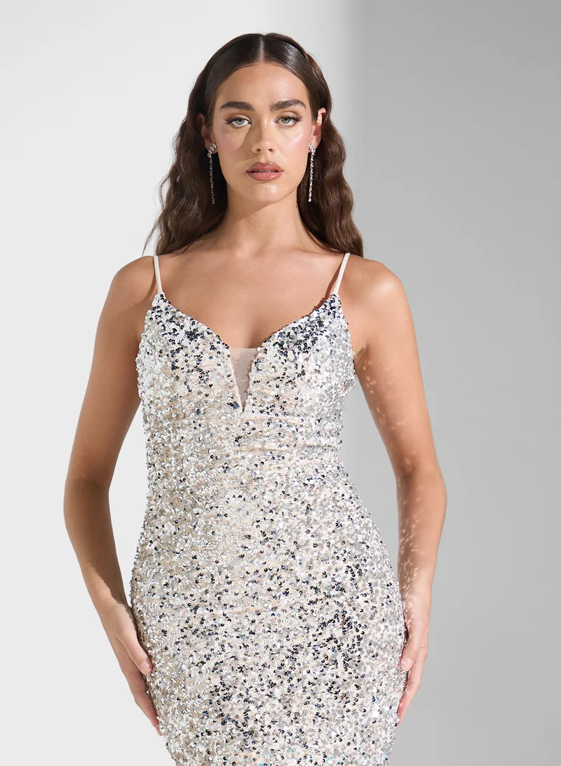 Ginger Boutique Sequin Embellished Gown Dress