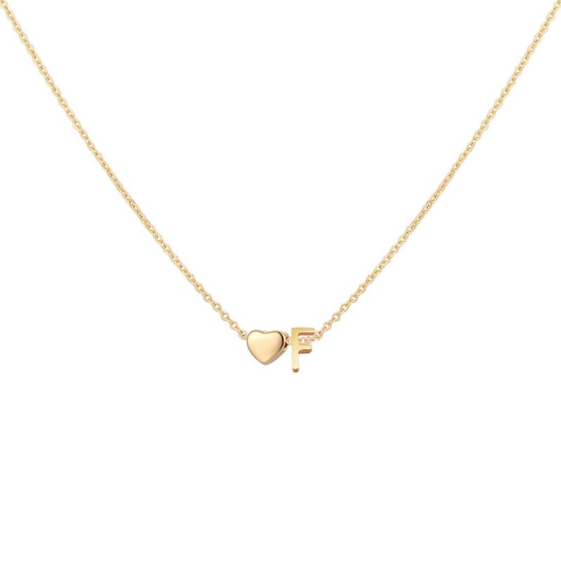 Glimmerst Initial Heart Necklace 18K Gold Plated Stainless Steel Tiny Heart Letter F Necklace Personalized Monogram Name Necklace for Women - Image 1