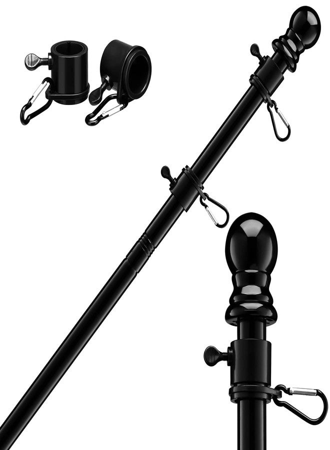 FLY HAWK Black Flag Pole for House - 5FT Tangle Flagpole Kit for American Flag - 3x5/4x6 Flags Heavy Garden flagpole-Professional Metal Flag Pole for House Truck Garden Yard Residential or Commercial - Image 1