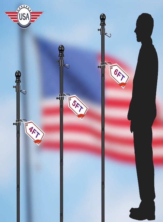 FLY HAWK Black Flag Pole for House - 5FT Tangle Flagpole Kit for American Flag - 3x5/4x6 Flags Heavy Garden flagpole-Professional Metal Flag Pole for House Truck Garden Yard Residential or Commercial - Image 3