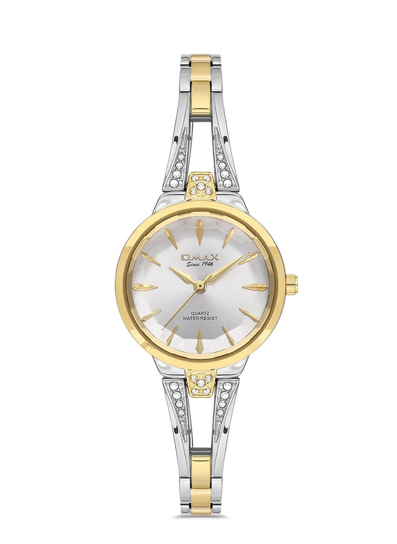 OMAX - Omax Women's Luxury Wrist Watch, Watches for Women, Stainless Watches, Silver Luxury Steel Band, Gold Analog Dial, Waterproof Watch, 1 Year Warranty - Image 1