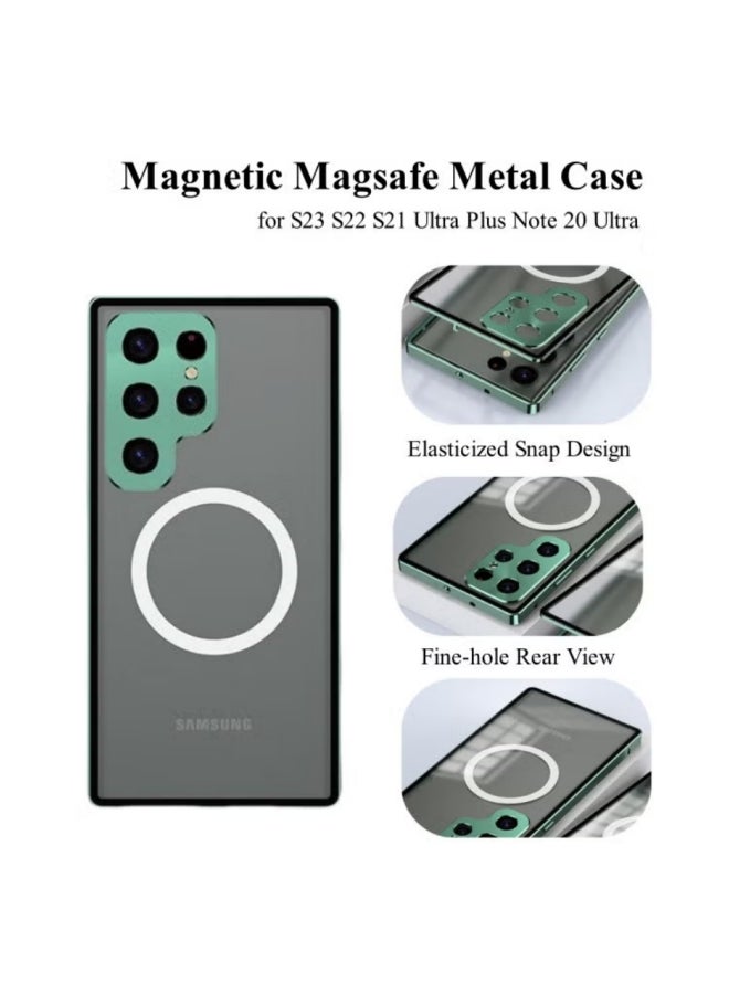 REOCLE Samsung S23 Ultra Case with Yellowing Resistant Protection Magnetic Magsafe Metal Case for Samsung Galaxy S23 S22 S21 Ultra Plus Note 20 Ultra
