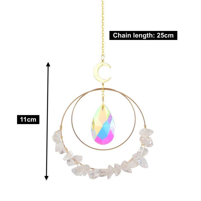 Cactopia Crystal Chips Round Suncatcher Prism Effect for Gifts, Window Hanging Ornament & Boho Garden Decor (Opalite) - Image 3