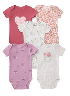 RedMapleTEK 5-piece set of pure cotton jumpsuits for infants and young children, short-sleeved crawling clothes  - Image 1
