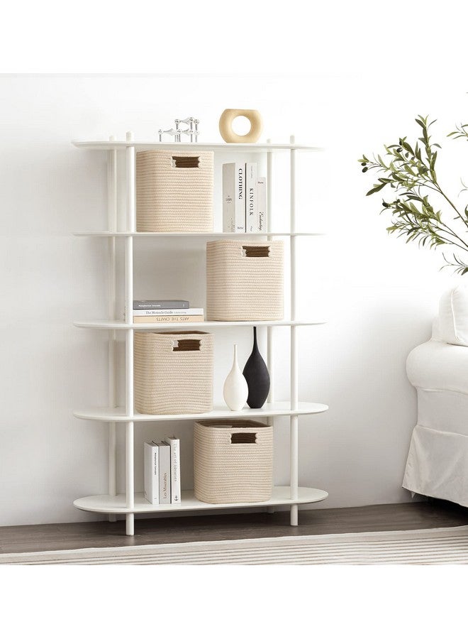 UBBCARE Set of 4 Storage Cubes-11 X 10.5 X 10.5 in, Cotton Rope Basket for Shelves, Toys, Book, Cube Storage Bin with Handles, Woven Storage Basket for Organizing, Beige - Image 4