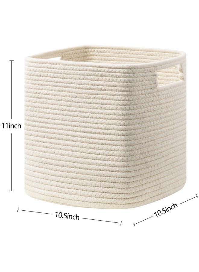 UBBCARE Set of 4 Storage Cubes-11 X 10.5 X 10.5 in, Cotton Rope Basket for Shelves, Toys, Book, Cube Storage Bin with Handles, Woven Storage Basket for Organizing, Beige - Image 2