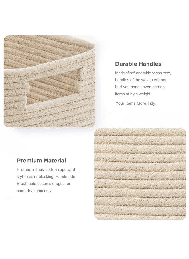 UBBCARE Set of 4 Storage Cubes-11 X 10.5 X 10.5 in, Cotton Rope Basket for Shelves, Toys, Book, Cube Storage Bin with Handles, Woven Storage Basket for Organizing, Beige - Image 3