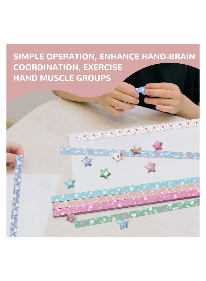 Excefore 3240 Sheets Origami Stars Paper Strips DIY Hand Crafts Heart Lucky Colorful Star 8 different styles Decoration Folding Paper for Arts Crafting Supplies, School Teaching, Heart B - Image 4