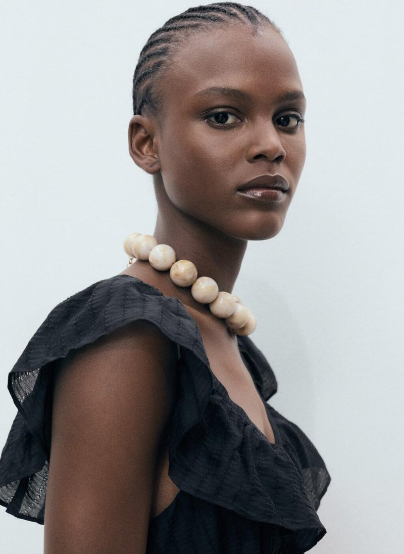 مانجو فستان طويل بياقة مكشكشة - Image 3