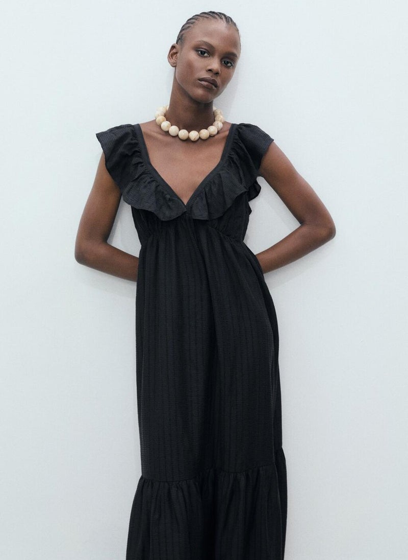 مانجو فستان طويل بياقة مكشكشة - Image 4