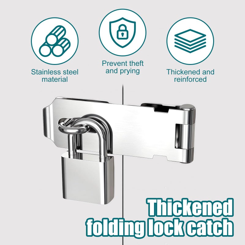 Black 5 Inches Heavy Duty Rustproof Foldable Door Fastener Security Lock Latches - Image 3
