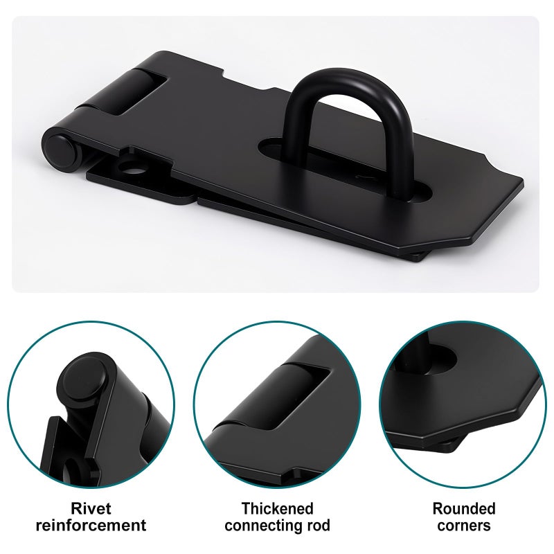 Black 5 Inches Heavy Duty Rustproof Foldable Door Fastener Security Lock Latches - Image 4