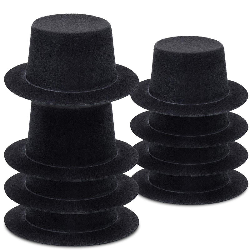 Skylety 8 Pieces Snowman Hats for Crafts Mini Top Felt Top Small Black Hats Craft for Christmas Party Snowman Craft Decor - Image 2