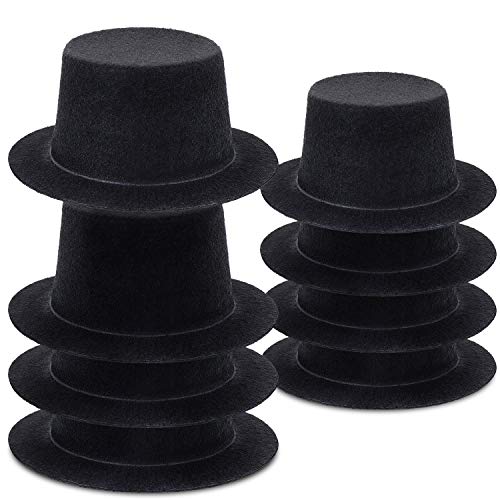 Skylety 8 Pieces Snowman Hats for Crafts Mini Top Felt Top Small Black Hats Craft for Christmas Party Snowman Craft Decor - Image 1
