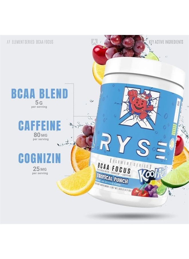 Ryse Element Series BCAA Focus | Hydrate, Focus, Recover | Designed For Versatility | With BCAAs, Caffeine, & Electrolytes | 30 Servings (Tropical Punch)