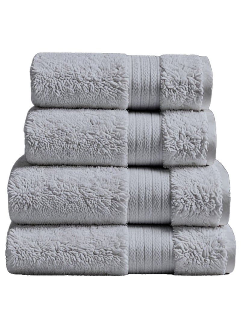 ATEN Homeware Supreme Egyptian Cotton Bath Towel Set – 4 Piece Set with 2 Large Bath Towels & 2 Hand Towels, Ultra Soft, Highly Absorbent, OEKO-TEX Certified, Made in Egypt - (Colour: Grey) - 4 PIECES