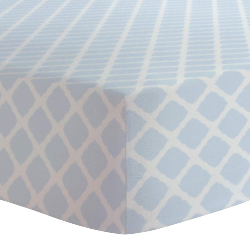 Kushies Changing Pad Cover for 1 pad 100 Breathable Cotton Made in Canada Blue Lattice - Image 1