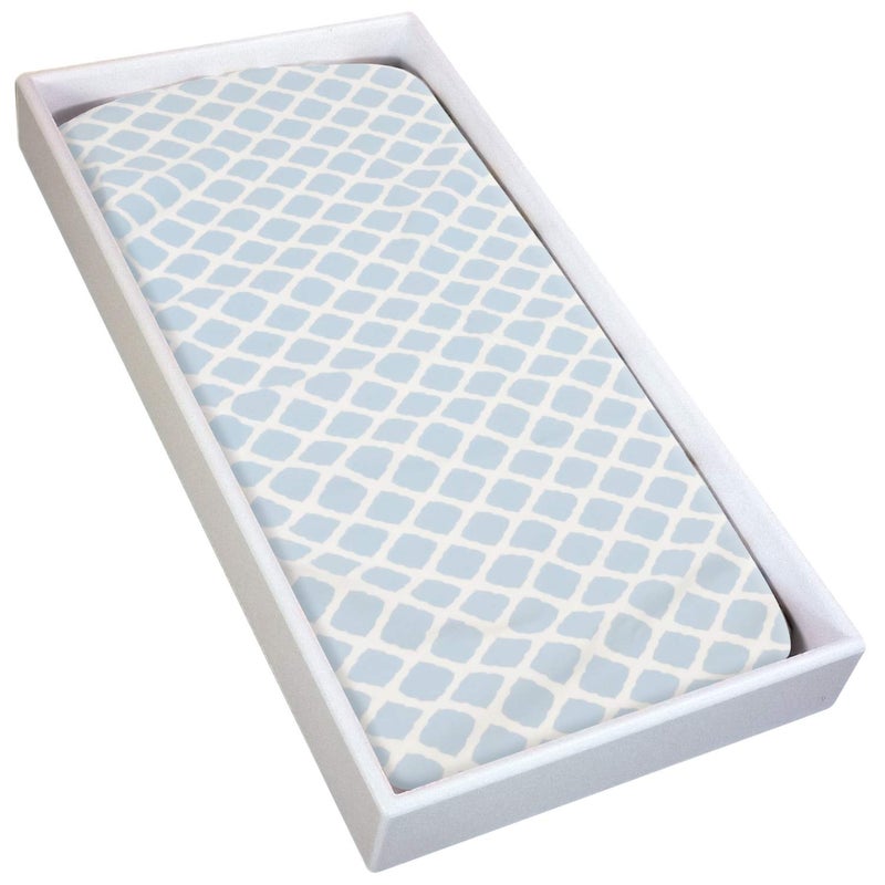 Kushies Changing Pad Cover for 1 pad 100 Breathable Cotton Made in Canada Blue Lattice - Image 2