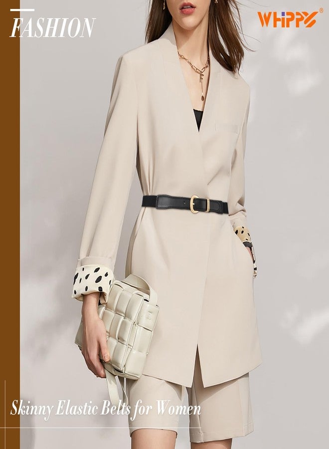 ويبي حزامان نسائيان رفيعان مطاطيان من WHIPPY، عبوة من قطعتين، بإبزيم ذهبي أنيق، حزام خصر مطاطي رفيع للفساتين - Image 4