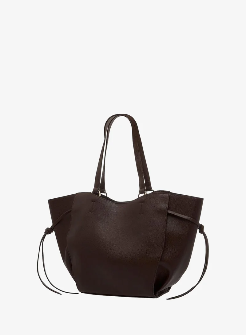 Splash FAV BROWN Textured Tote Bag with Knotted Detail for Women | Best Price UAE