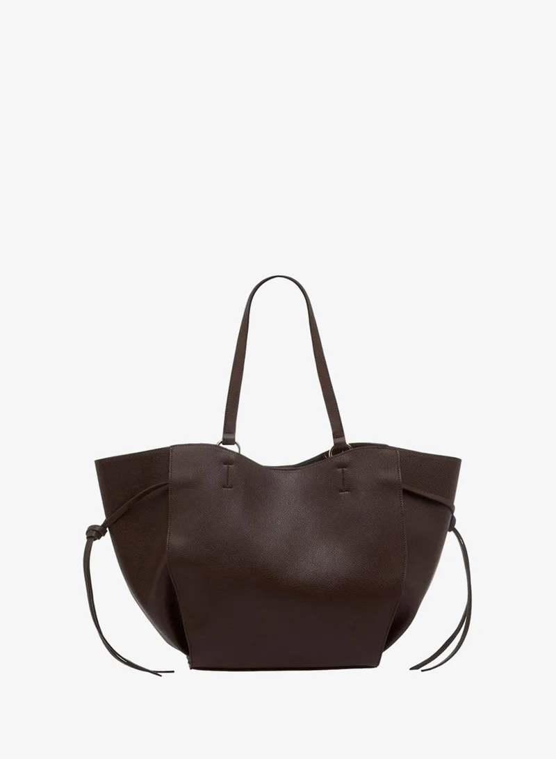 Textured Tote Bag with Knotted Detail