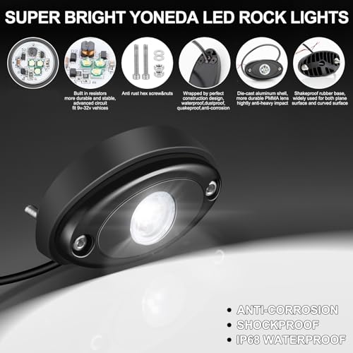 YONEDA Rock Lights for Trucks(4 Pods White) - Image 5