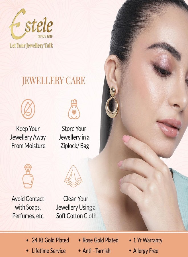 استيل أقراط إستيل فاشن جوليري نصف دائرية للنساء: أقراط نصف دائرية عصرية مطلية بالذهب الوردي، خفيفة الوزن، بتصميم ملتوي - مثالية للإطلالات الرسمية والأنيقة غير الرسمية للفتيات والسيدات - 206/701-RG ER - Image 4