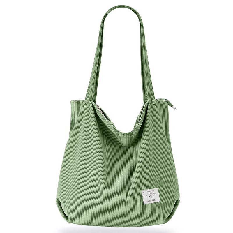 KALIDI FANCY FOREST KALIDI Women Corduroy Tote Bag Large Tote Handbag Casual Shoulder Bag with Zipper Pockets Big Capacity Shopping Bag - Image 1