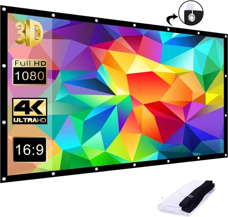 Vilro 84 inch Projector Screen,4K HD 16:9 Portable Video Projector Screen Foldable Anti-Crease Indoor Outdoor Projection Screen for Home, Office, Classroom (187" cm (W) x 105" cm (H)) - Image 1
