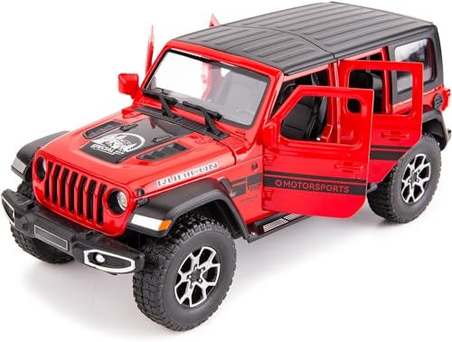 BDTCTK OffRoad 7 Door for Wrangler Diecast Toy Car Model 122 Scale Metal Alloy Vehicle for Kids Boys Girls Adults Doors Open Light and Sound Gifts Red - Image 1