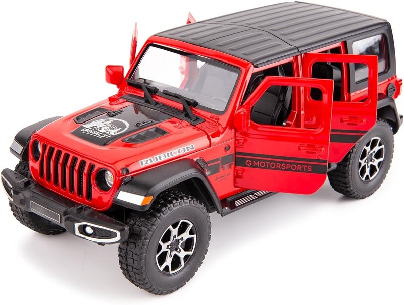BDTCTK OffRoad 7 Door for Wrangler Diecast Toy Car Model 122 Scale Metal Alloy Vehicle for Kids Boys Girls Adults Doors Open Light and Sound Gifts Red - Image 3