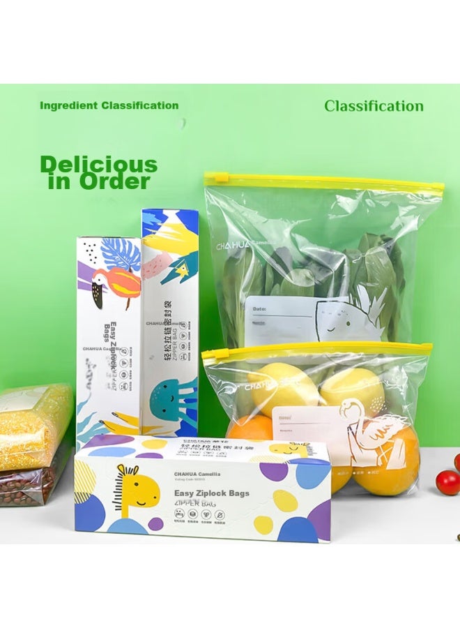 CHAHUA Camellia Zipper Sealed Bags, Thick And Airtight, Food-grade Preservation Bags, Refrigerator Storage Self-sealing Bags, Combination Pack, 60 Pieces - Image 5
