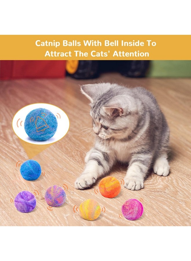 ريترو شاو كرات ألعاب القطط من ريترو شو، كرة عشبة النعناع البري مع جرس بالداخل، لعبة كرات صوفية مع حشوة عشبة النعناع البري من سيلفر فاين، مطورة، كرة عشبة النعناع البري التفاعلية للقطط الصغيرة داخل المنزل، 6 قطع - Image 5