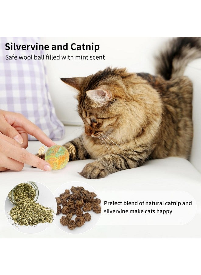 ريترو شاو كرات ألعاب القطط من ريترو شو، كرة عشبة النعناع البري مع جرس بالداخل، لعبة كرات صوفية مع حشوة عشبة النعناع البري من سيلفر فاين، مطورة، كرة عشبة النعناع البري التفاعلية للقطط الصغيرة داخل المنزل، 6 قطع - Image 4