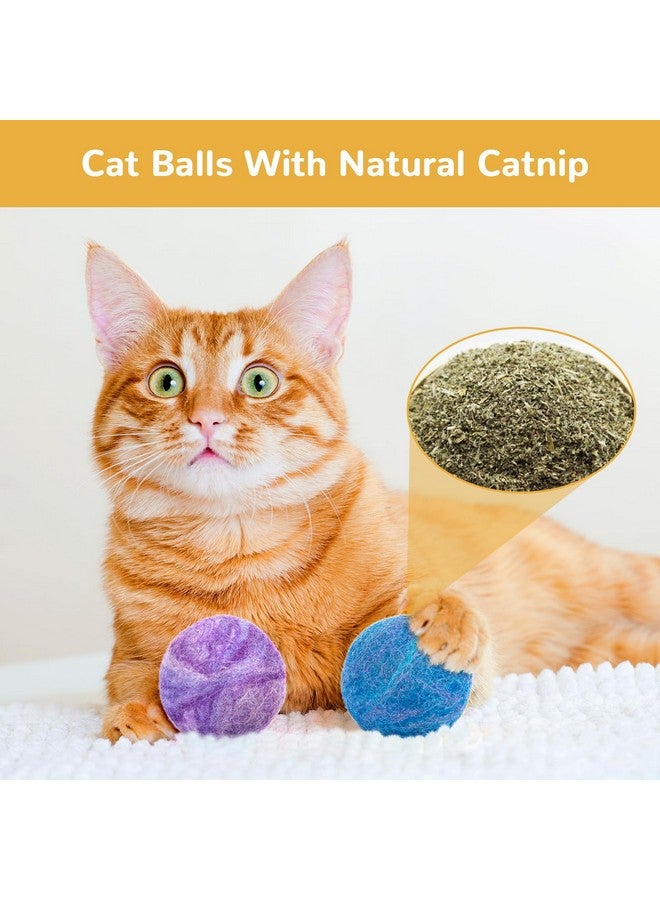 ريترو شاو كرات ألعاب القطط من ريترو شو، كرة عشبة النعناع البري مع جرس بالداخل، لعبة كرات صوفية مع حشوة عشبة النعناع البري من سيلفر فاين، مطورة، كرة عشبة النعناع البري التفاعلية للقطط الصغيرة داخل المنزل، 6 قطع - Image 3