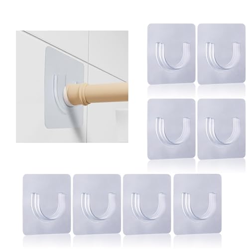 REWOP Adhesive Wall Hooks for Heavy Items Stainless Steel, PVC, ABS Nail Free Seamless Adhesive Non-Trace No Drilling Installation Hanging, Waterproof Screws Wall Hook (U Shape Hooks, 10) - Image 1