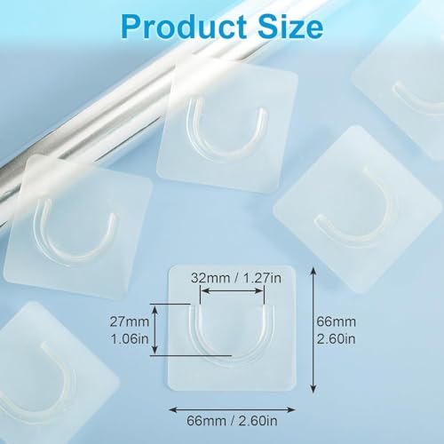 REWOP Adhesive Wall Hooks for Heavy Items Stainless Steel, PVC, ABS Nail Free Seamless Adhesive Non-Trace No Drilling Installation Hanging, Waterproof Screws Wall Hook (U Shape Hooks, 10) - Image 2